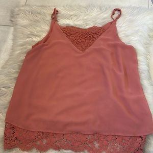 Coral lace camisole